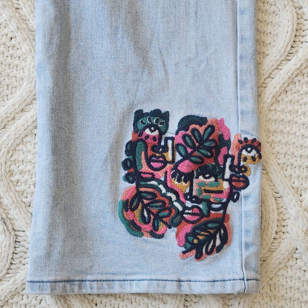 AKIRA Hidden Faces Embroidery Detailed Straight Leg Jeans Size 5 - Picture 6 of 12